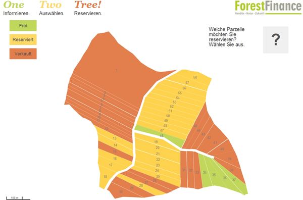 Interessenten können sich online informieren und direkt ein Waldgrundstück kaufen